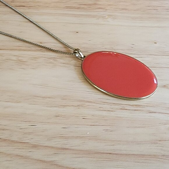 Claire's Coral Enamel Pendant Necklace - Picture 8 of 14